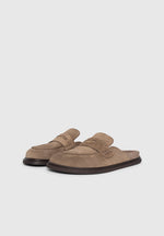 Sidney - Women's Suede Loafer Mule - Taupe