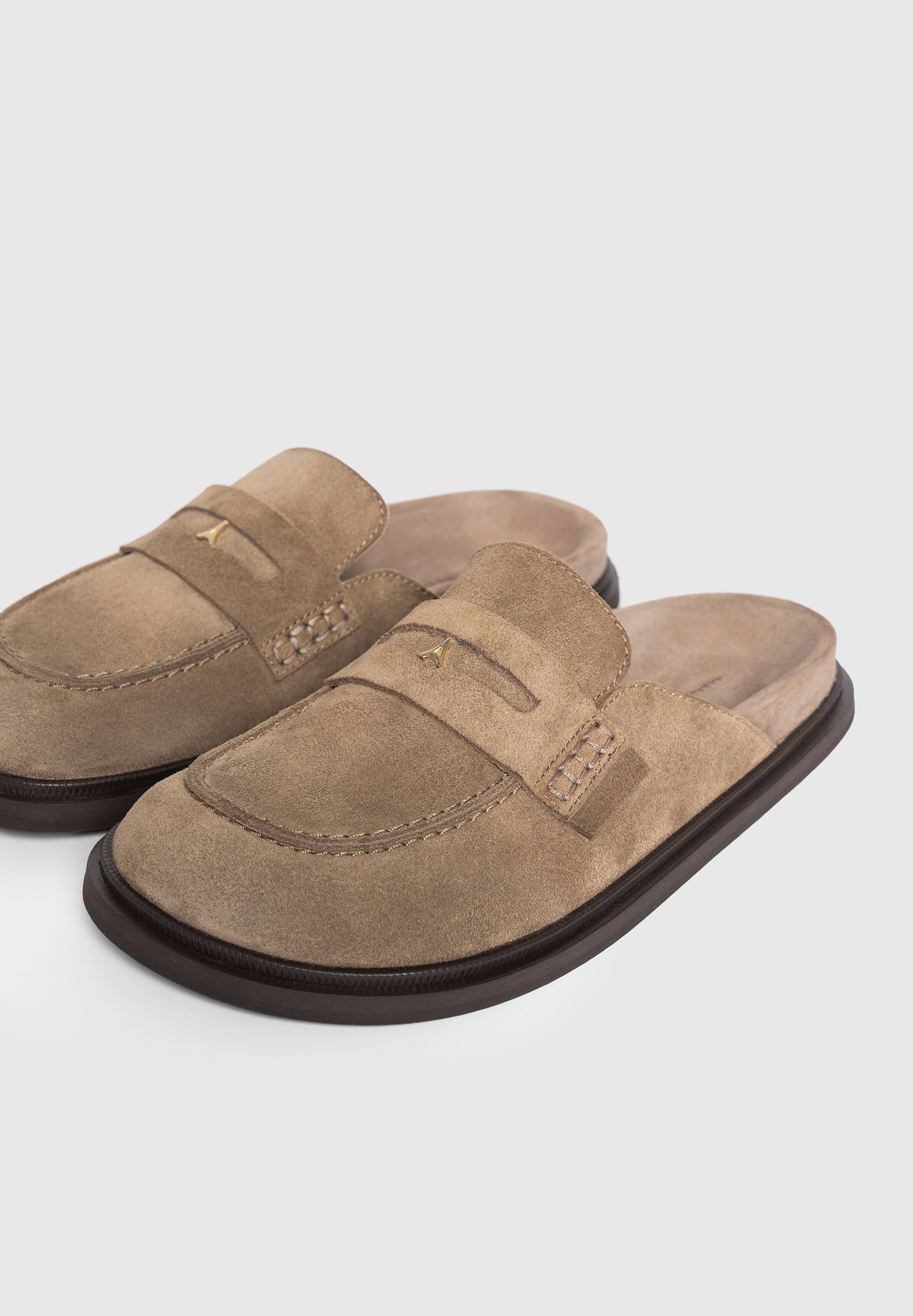 Sidney - Women's Suede Loafer Mule - Taupe