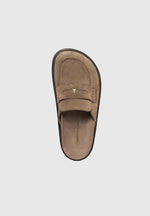 Sidney - Women's Suede Loafer Mule - Taupe