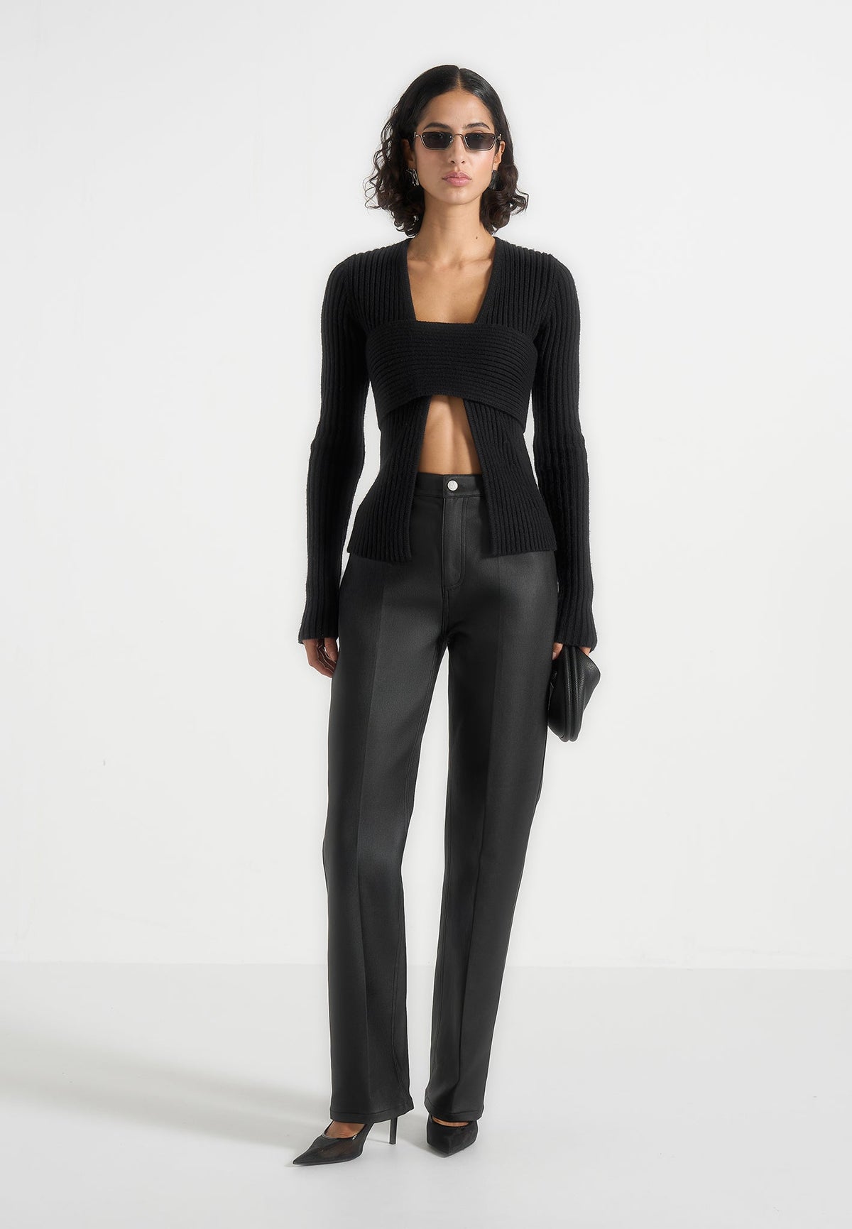 Jana - Wax Effect Denim Boyfriend Jeans - Black