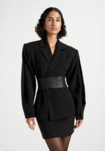 marie-twist-sleeve-blazer-with-belt-black