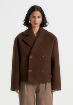 Mika - Unisex Double Breasted Wool Jacket - Brown