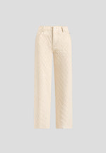 Elyssa - Diamond Stitch Denim Jeans - Cream