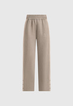 Caya - Two Tone Wide Leg Popper Joggers - Taupe