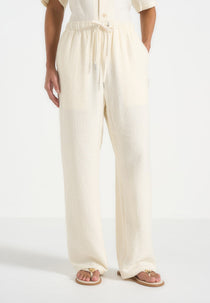 Addison - Unisex Textured Relaxed Fit Pants - Cream