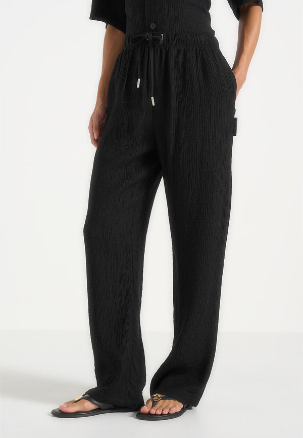 Addison - Unisex Textured Relaxed Fit Pants - Black