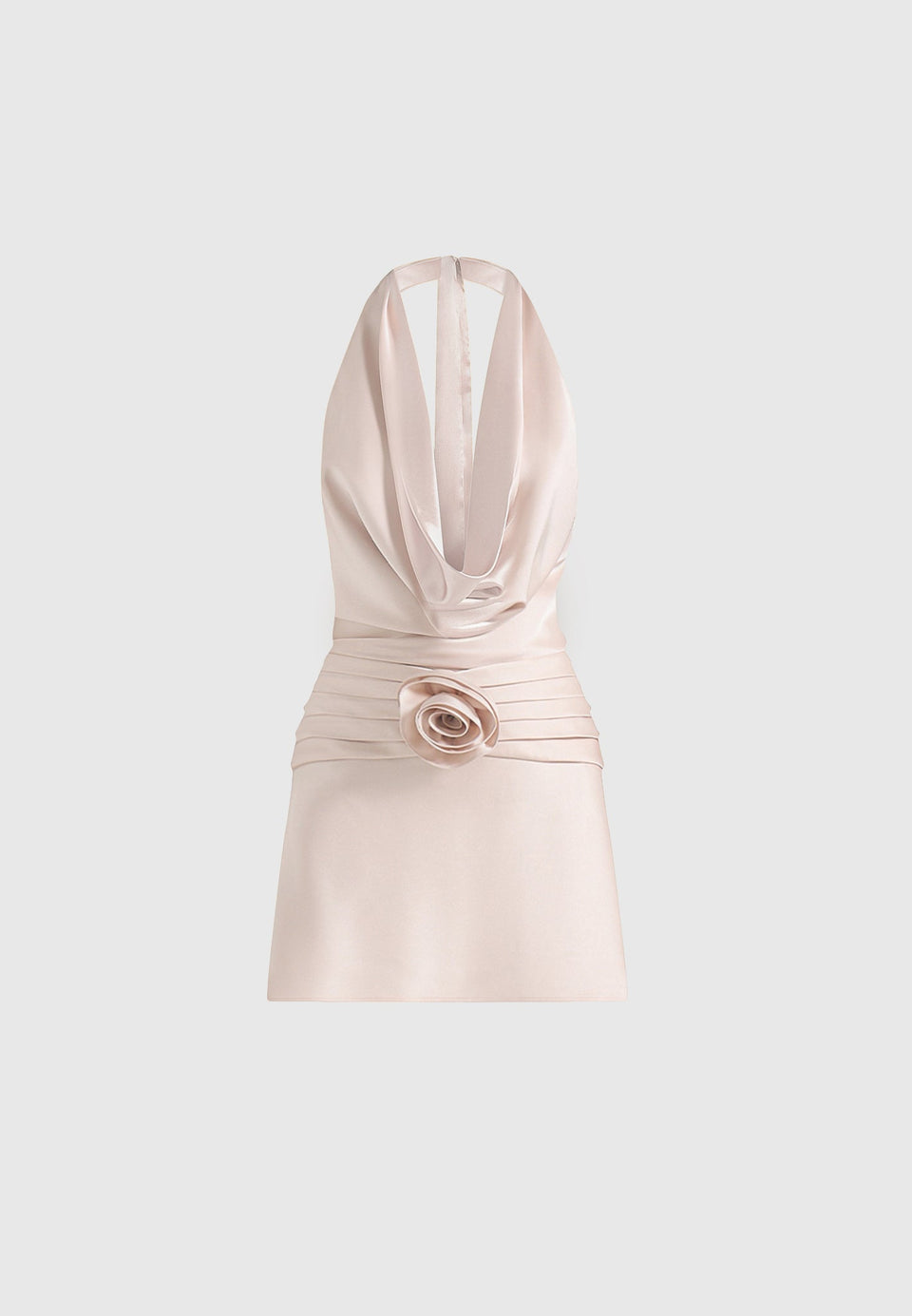 christelle-cowl-halter-open-back-rosette-mini-dress-champagne