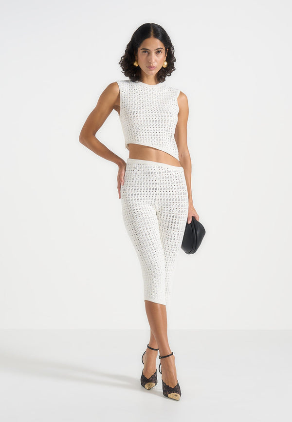 Kelsey - Pointelle Asymmetric Top - Cream