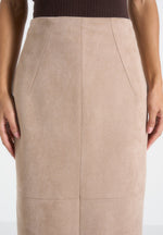 Celie - Suede Maxi Skirt - Beige