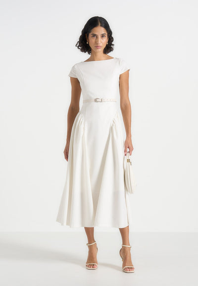 gaia-boat-neck-belted-pleated-midi-dress-white