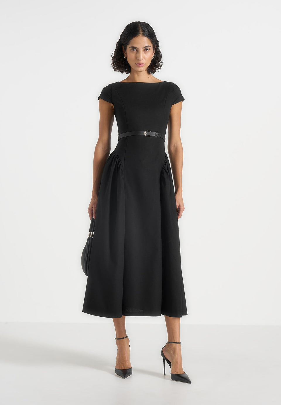 gaia-boat-neck-belted-pleated-midi-dress-black
