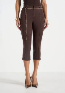 Una - Capri Leggings With Chain - Brown