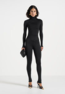 TP001 - Mock Neck Long Sleeve Top - Black