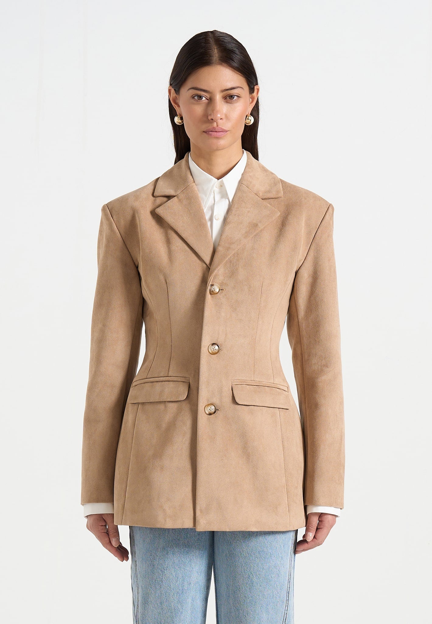 claire-suede-wide-shoulder-cinch-waist-blazer-beige