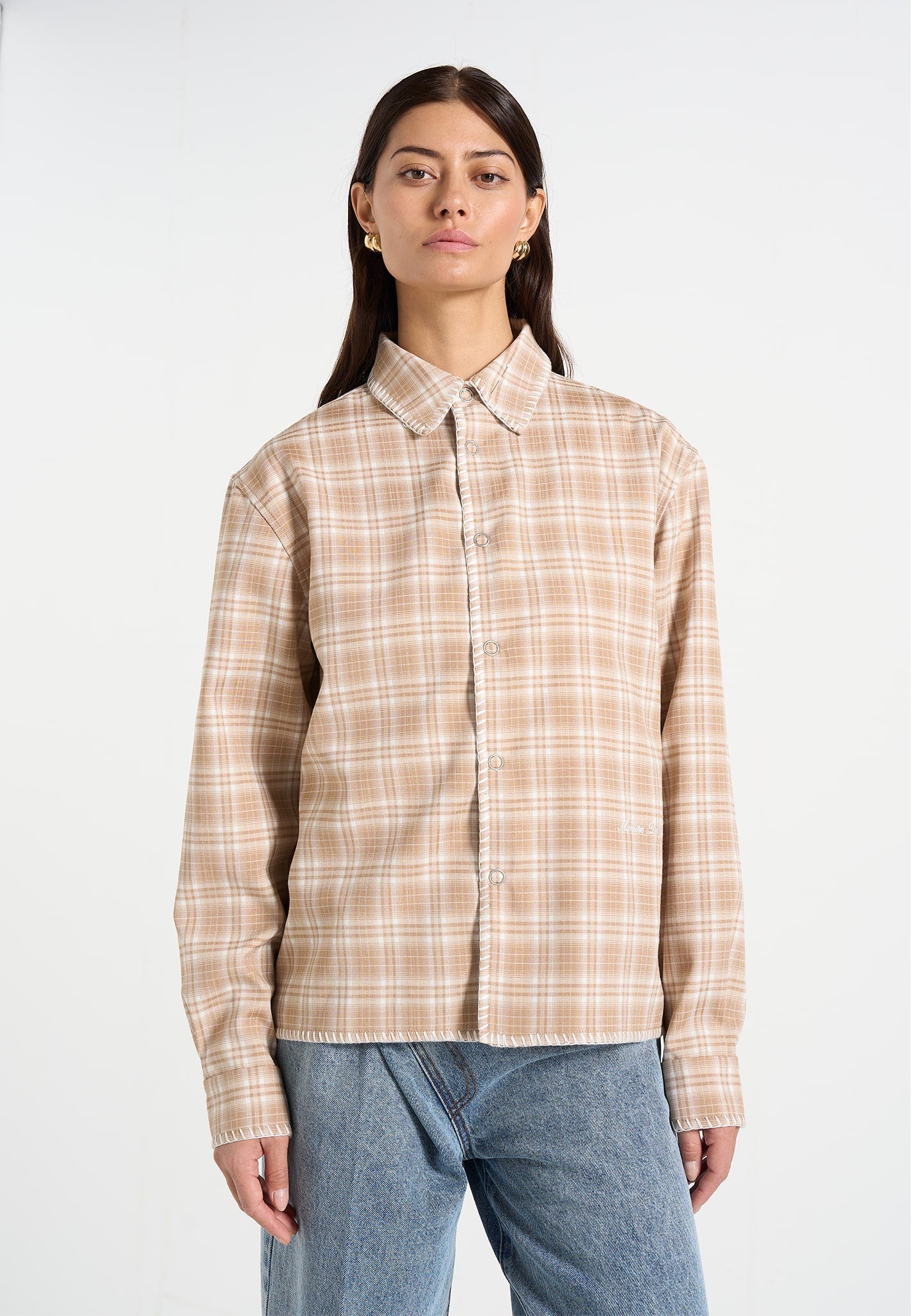 blake-unisex-whipstitch-check-shirt-beige