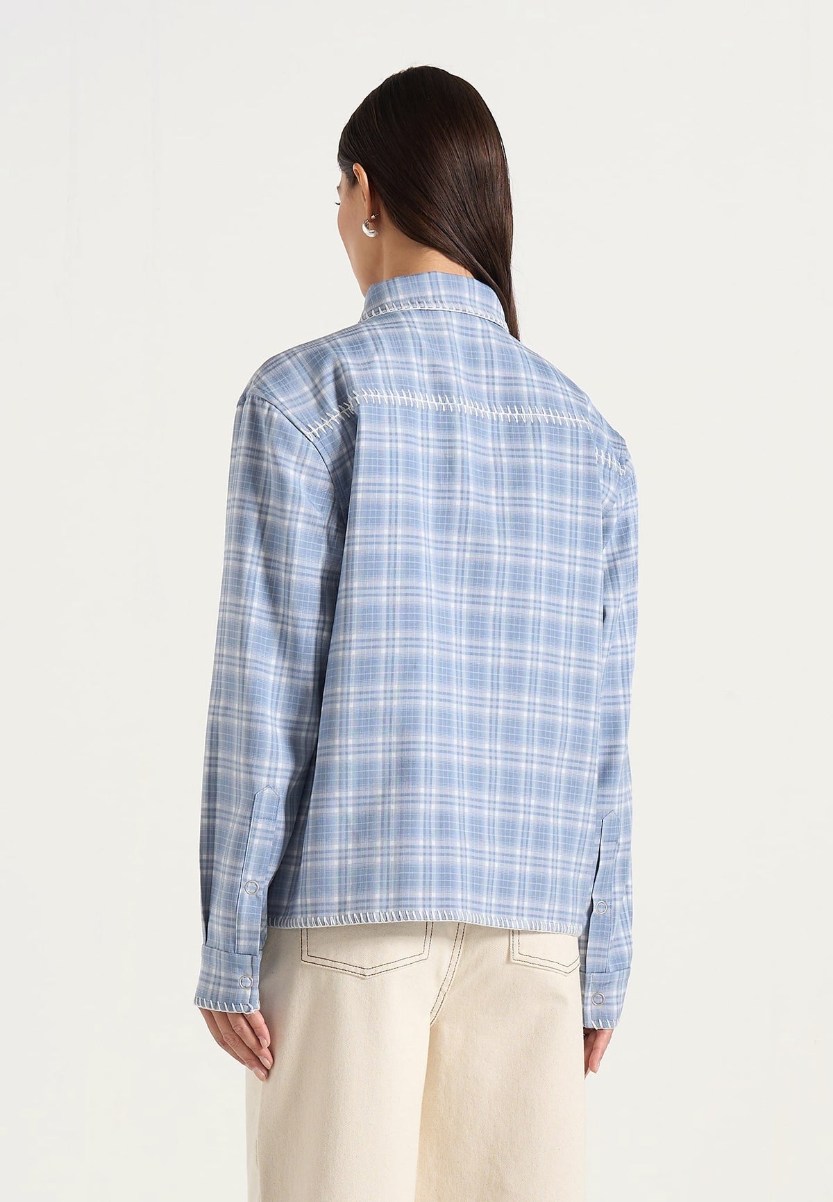 Blake - Unisex Whipstitch Check Shirt - Blue