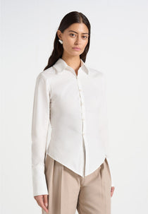 Sonia - Tailored Cotton Cinch Shirt - White