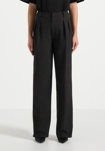 Julie - Tailored Twin Pleat Trousers - Black