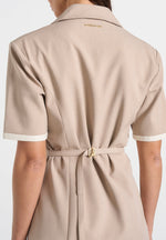 baya-tailored-cinch-waist-pleated-blazer-dress-beige