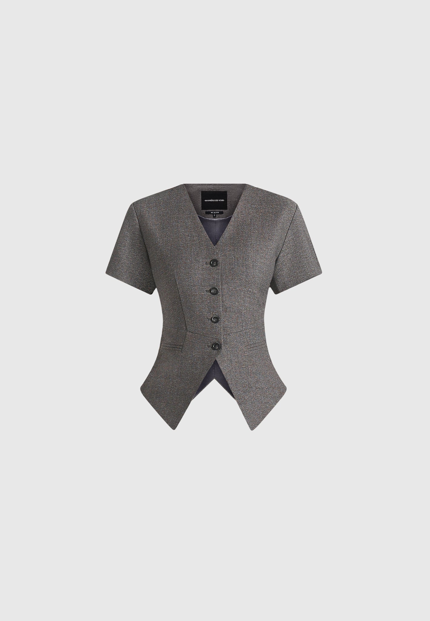 Yolanda - Tailored Peplum Suit Vest - Grey Speckle