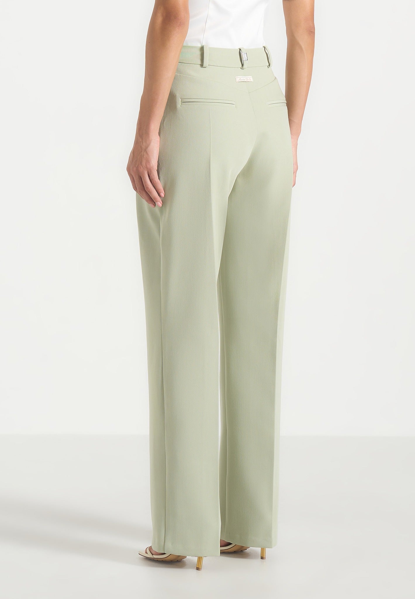 Julie - Tailored Twin Pleat Trousers - Sage