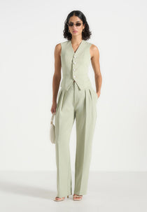 Christine - Tailored Cinched Suit Vest - Sage
