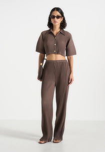 Lila - Pleated Wide-Leg Pants - Brown