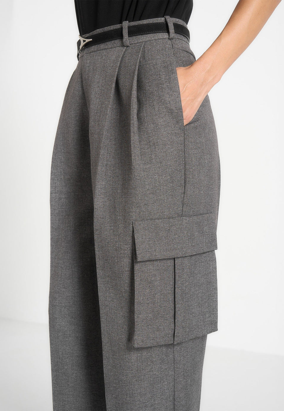 textured-tailored-pleated-cargo-trousers-grey