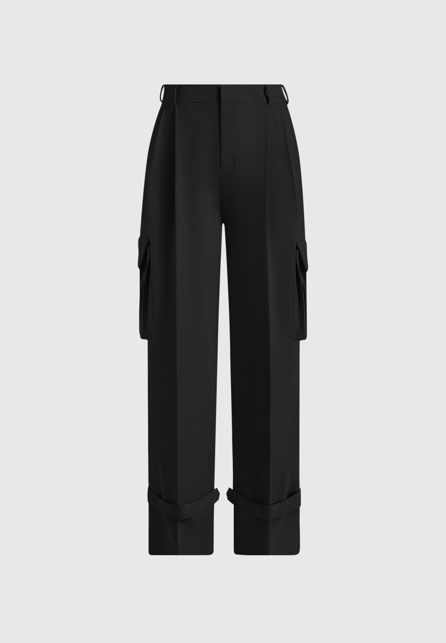 textured-tailored-pleated-cargo-trousers-black