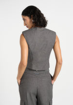 Laurence - Tailored Asym Wrap Suit Vest - Grey Marl