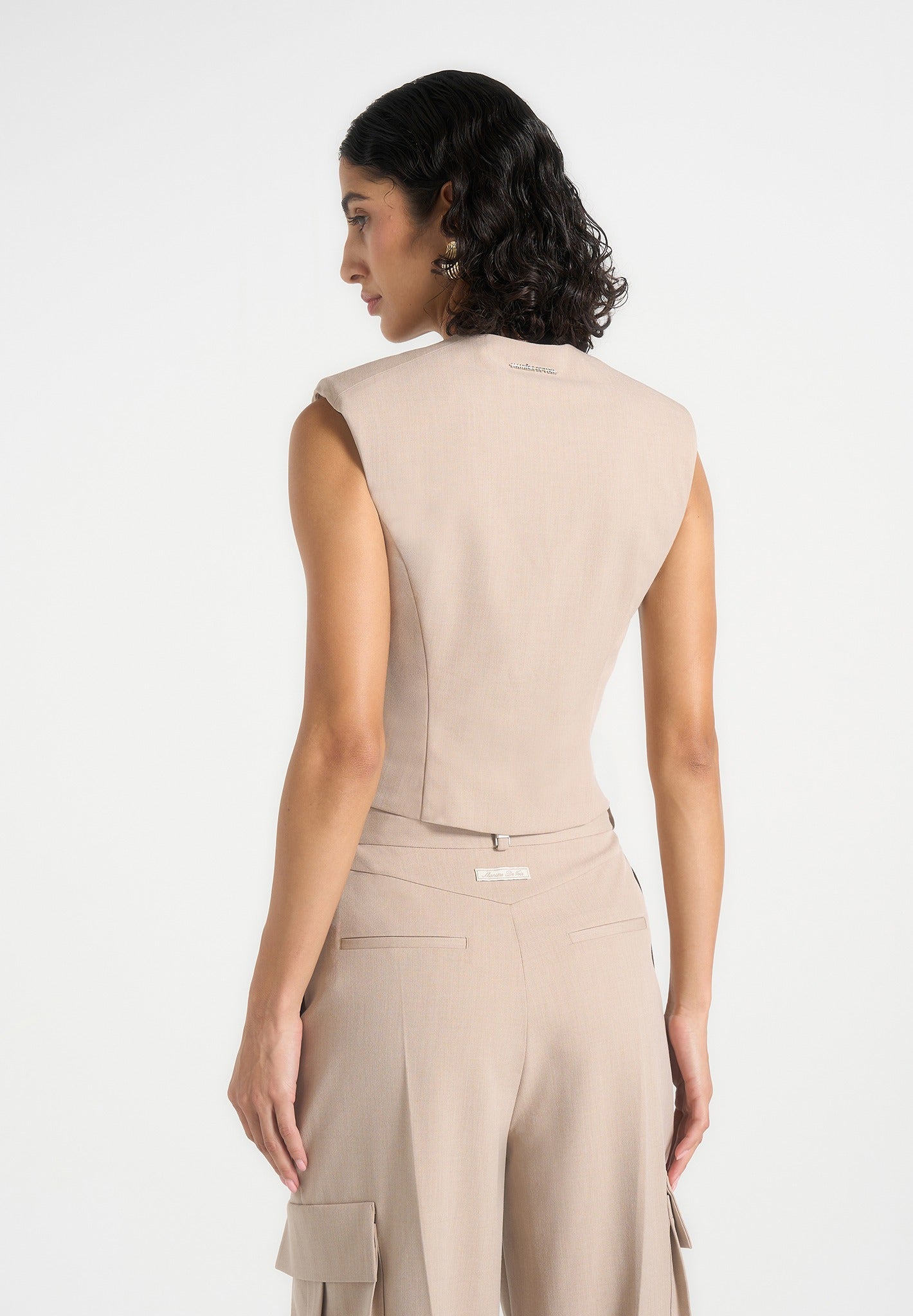 Laurence - Tailored Asym Wrap Suit Vest - Beige