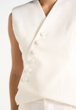 Laurence - Tailored Asym Wrap Suit Vest - Off White