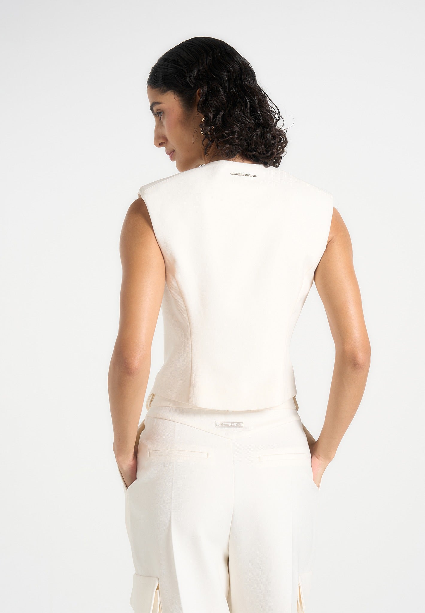 Laurence - Tailored Asym Wrap Suit Vest - Off White