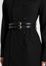 Sierra - Double Breasted Belted Blazer Dress - Black