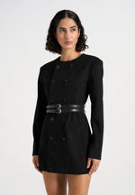Sierra - Double Breasted Belted Blazer Dress - Black