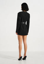 Sierra - Double Breasted Belted Blazer Dress - Black
