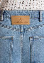 Lucy - Twin Pleat Wide-Leg Denim Jeans - Mid Blue
