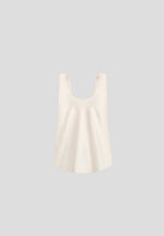 Mathilda - Satin Scoop Neck Open Back Tank Top - Ivory