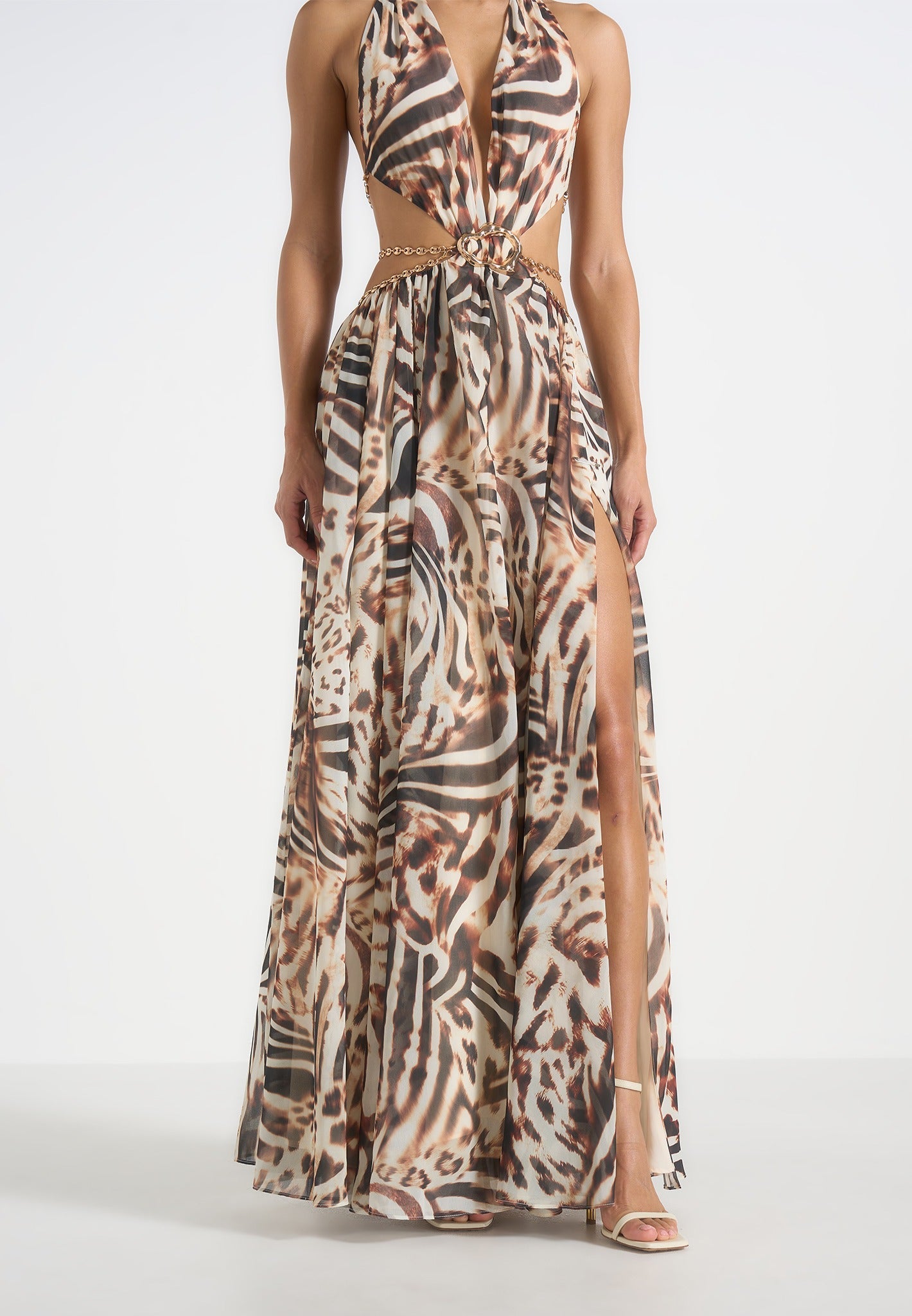 june-chain-belt-cut-out-georgette-halter-maxi-dress-animal