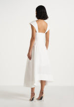 Faith - Cap Sleeve Corset Cotton Midi Dress  - White