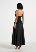 Elva - Smocked Waist Cotton Maxi Dress - Black