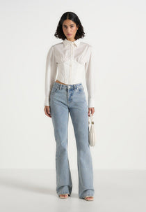 Margot - Cotton Corset Shirt - White