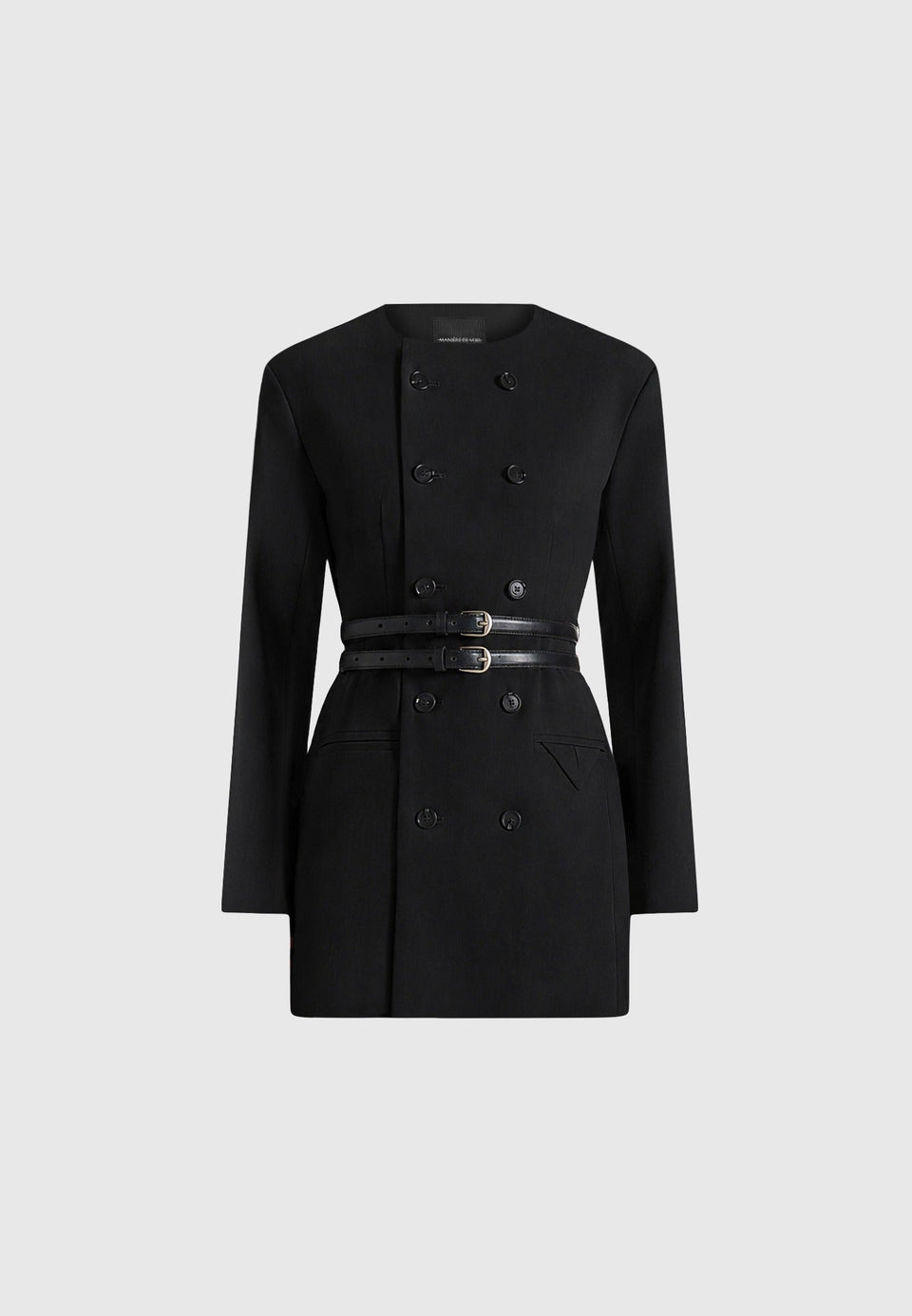 sierra-double-breasted-belted-blazer-dress-black