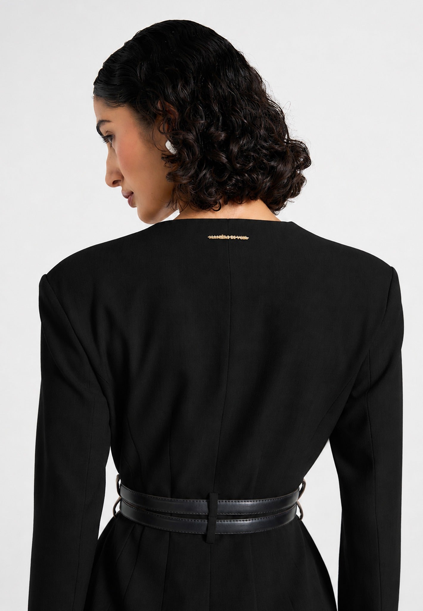 Sierra - Double Breasted Belted Blazer Dress - Black