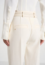 Pascale - Tailored Twin Belt Pants - Off White