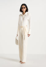 Pascale - Tailored Twin Belt Pants - Off White
