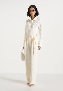Pascale - Tailored Twin Belt Pants - Off White