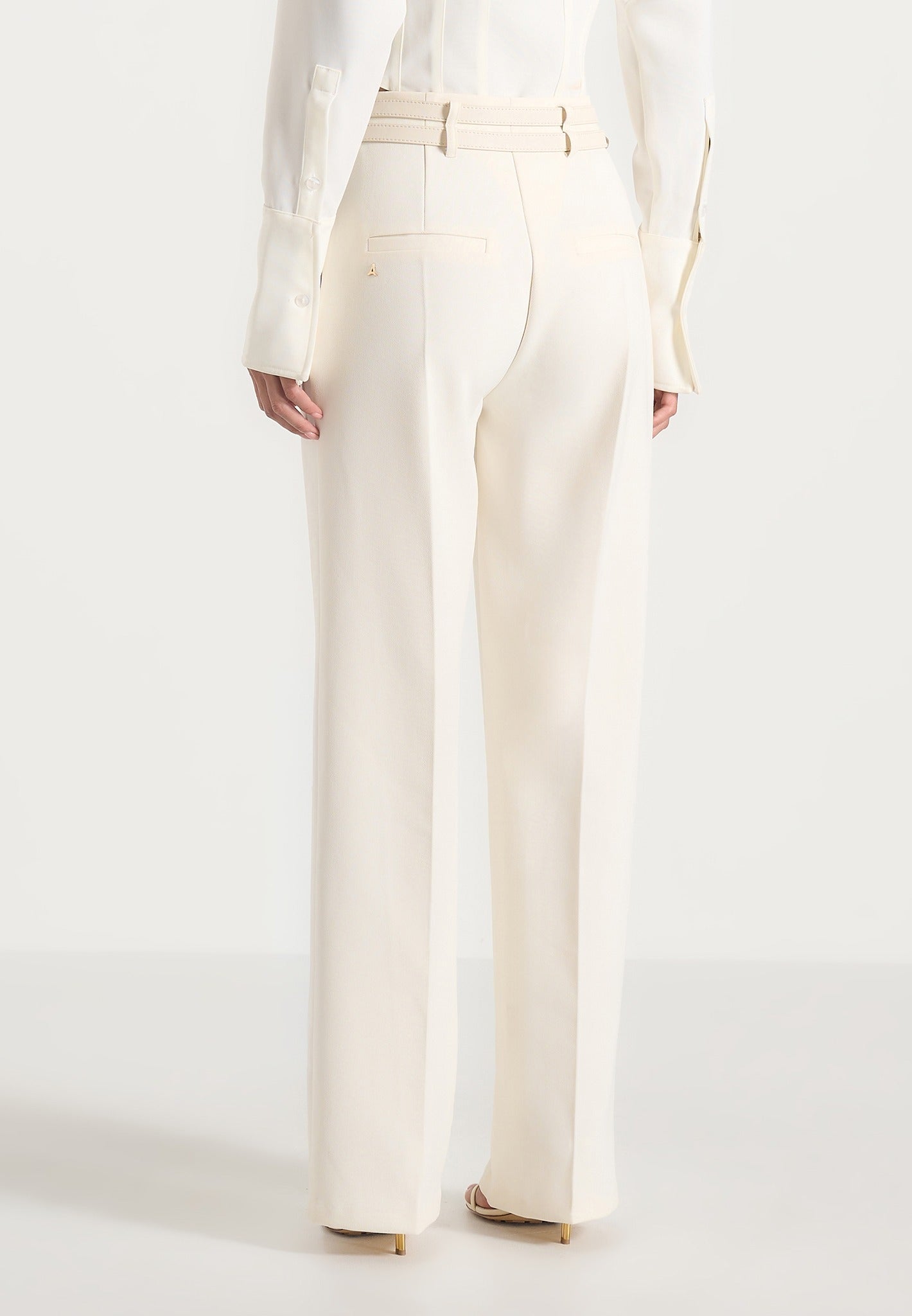 Pascale - Tailored Twin Belt Pants - Off White