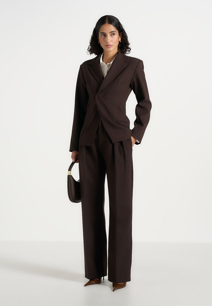 beatrice-tailored-cinched-blazer-dark-brown