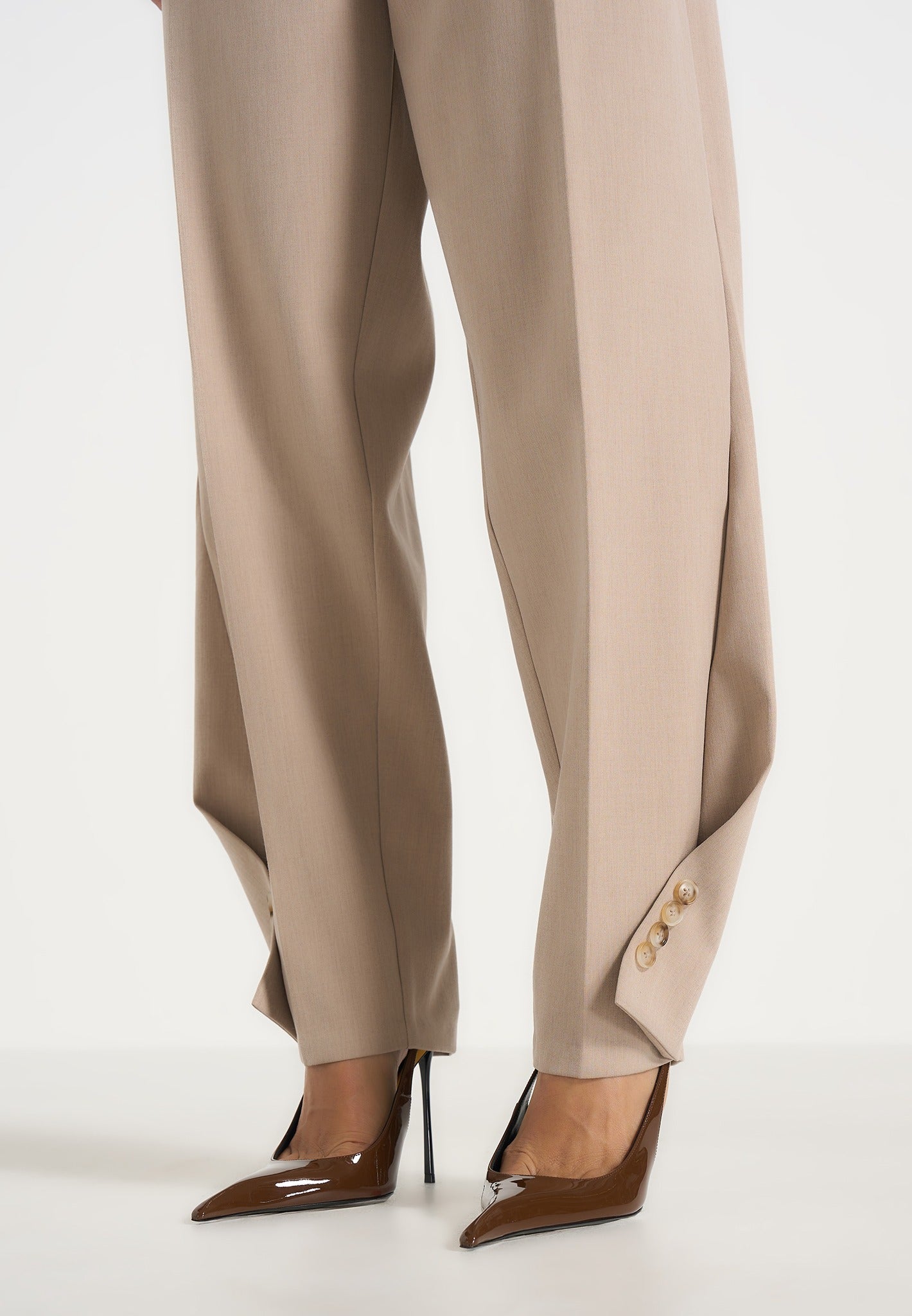 Sophie - Twist Leg Tailored Pants - Beige